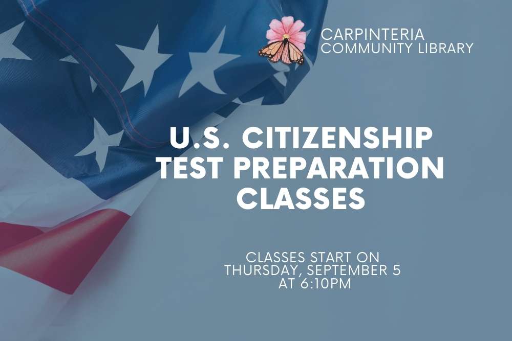 Banner announcing a citizenship test preparation class